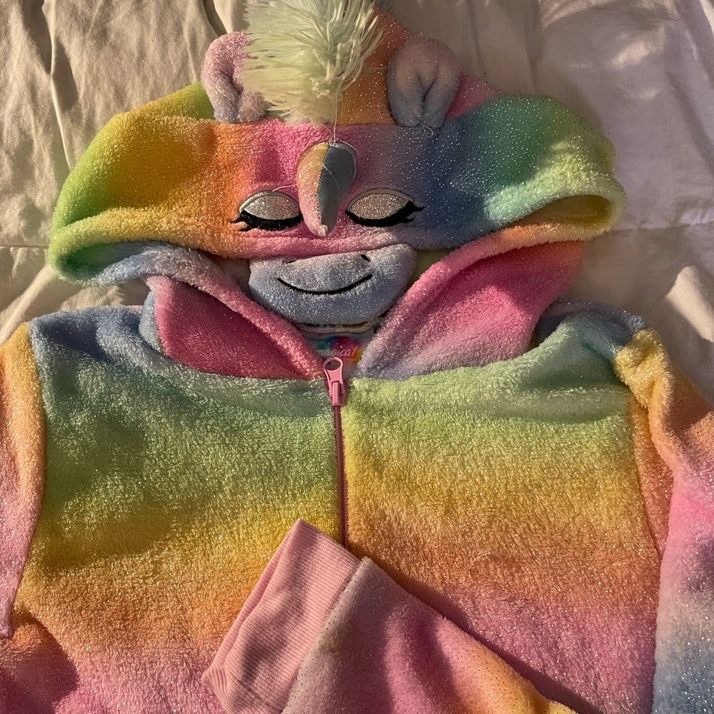 Bmagical Kids Sparkly Rainbow Unicorn Onesie, XL (12)